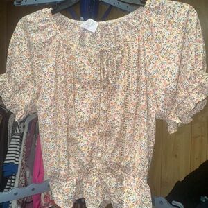 Sienna Sky Peach Floral Peasant Blouse